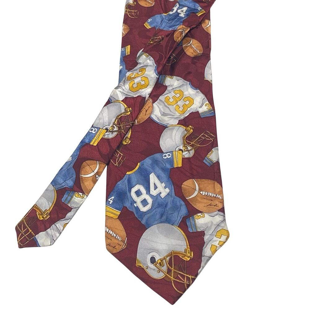 Enro Men's Necktie Football Print Red 3.75x60